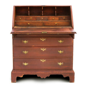 Eighteenth Century Slant-Lid Desk in Old Red Paint, Subtle Faux Graining Inventory Thumbnail