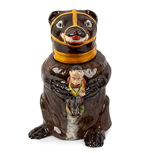 Bear Jug, Figure of a Bear Hugging Napolean Depicted as a Monkey, Bear Baiting Inventory Thumbnail