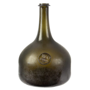 Initialed WO and Dated 1722 Olive Green Blown Glass Sealed Bottle Inventory Thumbnail
