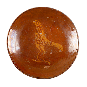 19th Century Slip Decorated Redware Plate Made in Pennsylvania Inventory Thumbnail