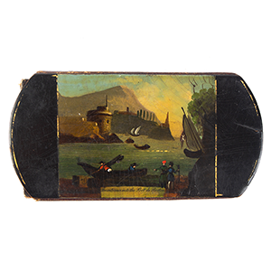 Papier Mâché Cigar Case, Hand Painted, “The Entrance into the Port de Boston” Inventory Thumbnail
