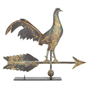 Gamecock Weathervane on Arrow, Flattened Full-Body, Honest Surface Inventory Thumbnail