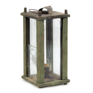 Wood Frame Candle Lantern, Original Apple Green Paint Inventory Thumbnail