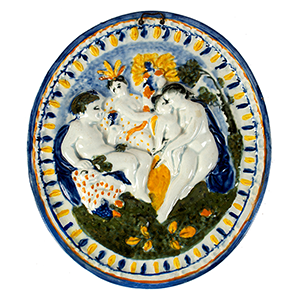 Prattware Pottery Plaque with Classical Scene in Relief Inventory Thumbnail