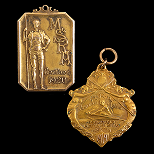 Two Gold Rowing Medals, 1919 Art Nouveau and 1920 Classic Inventory Thumbnail