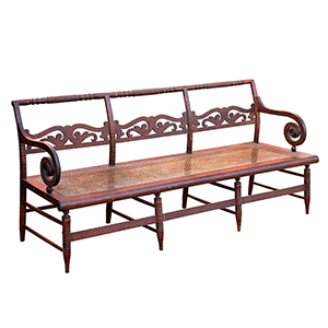 Classical Settee, Curly Maple, Elaborate Pierced Scrollwork Splats, Original Inventory Thumbnail