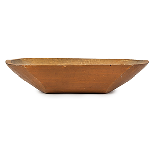 Painted Treen Trencher / Dough Bowl in Mustard Paint Inventory Thumbnail