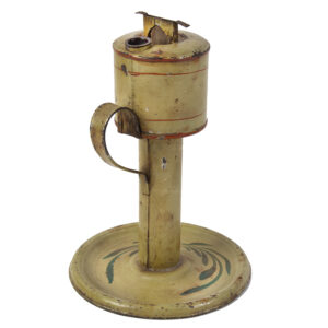Lard Lamp, Painted and Paint Decorated Finger Lamp on Stand Inventory Thumbnail