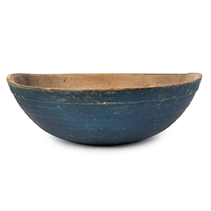 A Large – Early 19th Century Beehive Turned Bowl, Original Blue Paint Inventory Thumbnail