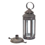1562-12_3_Candle-Lantern,-Six-Sided,-Metal-&-Glass-Panels