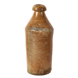 19th Century Stoneware Blob Top Beer Bottle, Impressed G. WASHINGTON Inventory Thumbnail