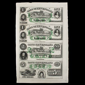 Sheet of Broken Bank Notes, Bank of New England Inventory Thumbnail