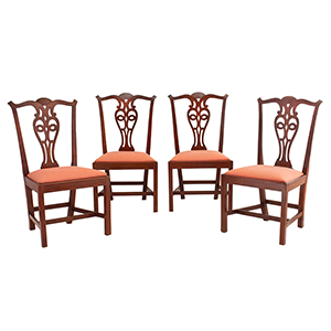 Matched Set of Four Carved Chippendale Side Chairs Inventory Thumbnail