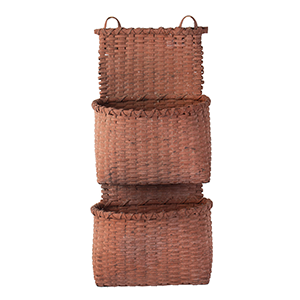 Loom Basket, Hanging Wall-Basket in Old Red Paint Inventory Thumbnail