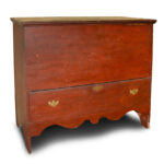 1255-55_2_One-Drawer-Blanket-Chest,-Scalloped-Apron,-Old-Red-Paint