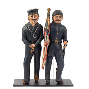 Pair of Carved and Painted Military Figures, Civil War Union Soldier & Sailor Inventory Thumbnail