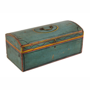 New England Blue Painted Dome Top Trunk, Original Paint and Decoration Inventory Thumbnail