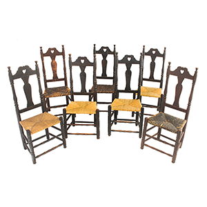 Assembled Set of Seven Queen Anne Heart N’ Crown Side Chairs Inventory Thumbnail