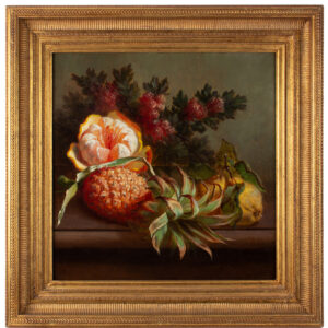 Jean Baptiste Robie, Still Life Painting, Fruits and Foliage, Artist Signed Inventory Thumbnail