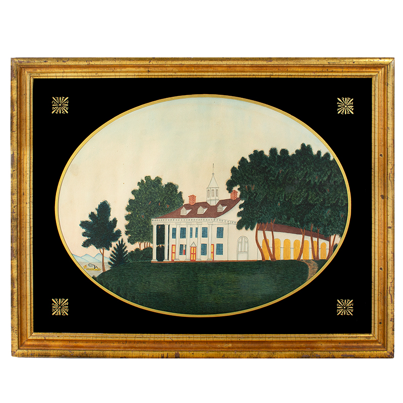 George Washington’s Mount Vernon Estate, Schoolgirl Watercolor Painting