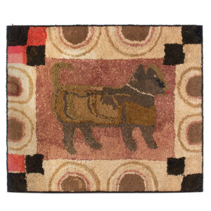 Folk Art Hooked Rug, Well Fed Dog Inventory Thumbnail