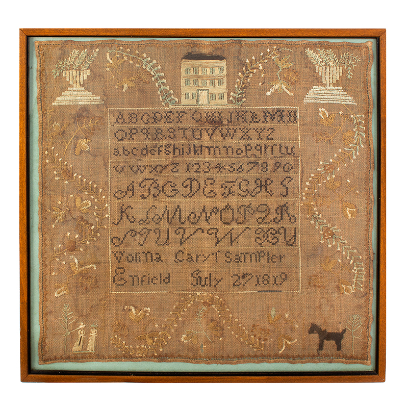 Needlework Sampler Wrought by Volina Cary, Enfield, Massachusetts