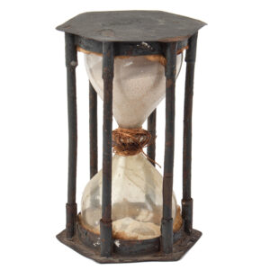 Early Sandglass, Hourglass, Blown Glass, Metal Frame Inventory Thumbnail