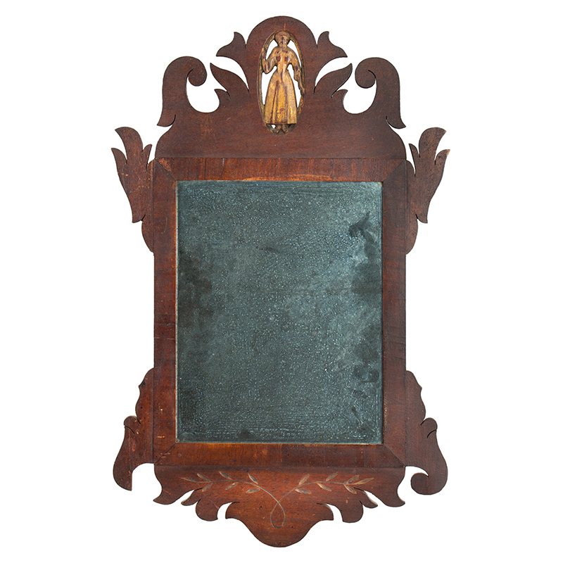 Mirror, Chippendale, the Piercing Centering a Carved and Gilt Female Form