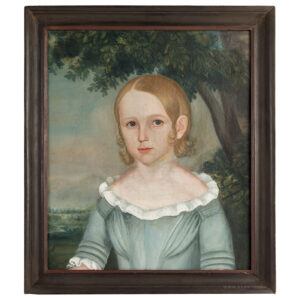Joseph Whiting Stock (1815-1855), Folk Art Portrait of a Young Girl, Blue Dress Inventory Thumbnail