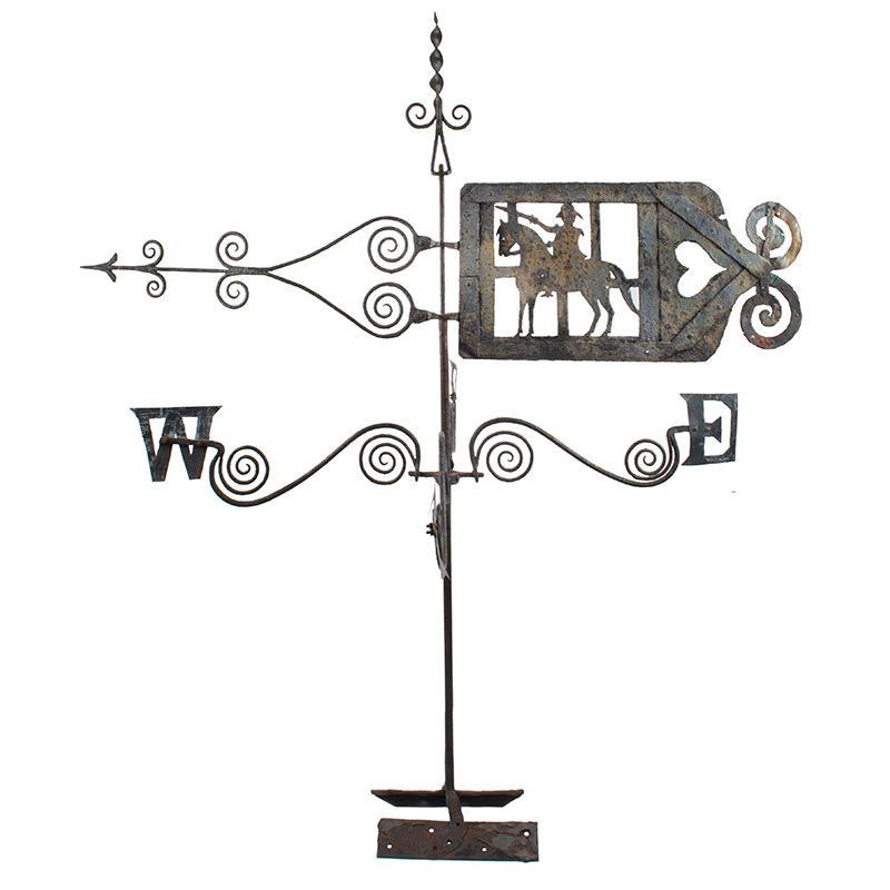 Eighteenth Century Wrought and Sheet Iron Weathervane, Dragoon on Horseback