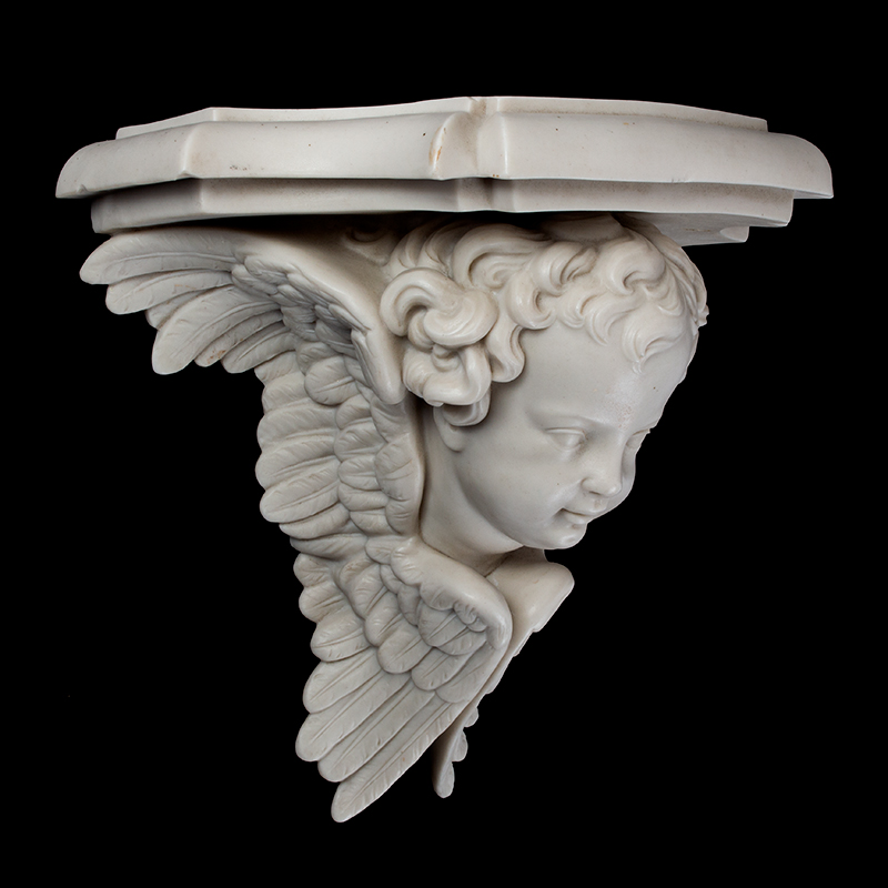 Parian Wall Bracket, Shelf Featuring a Cherub