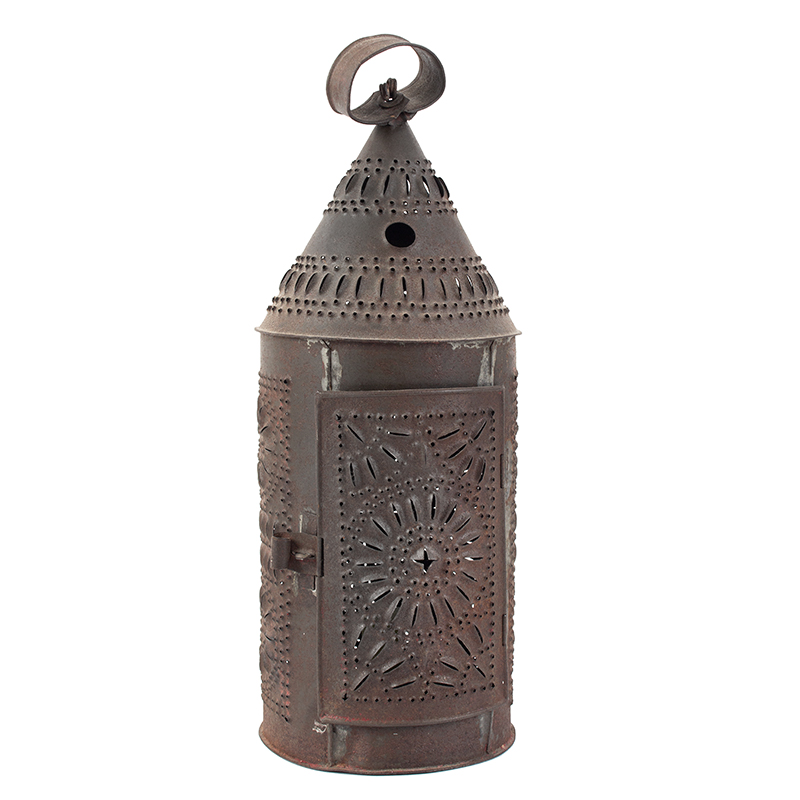 Pierced and Punched Tinned Sheet-Iron Candle Lantern