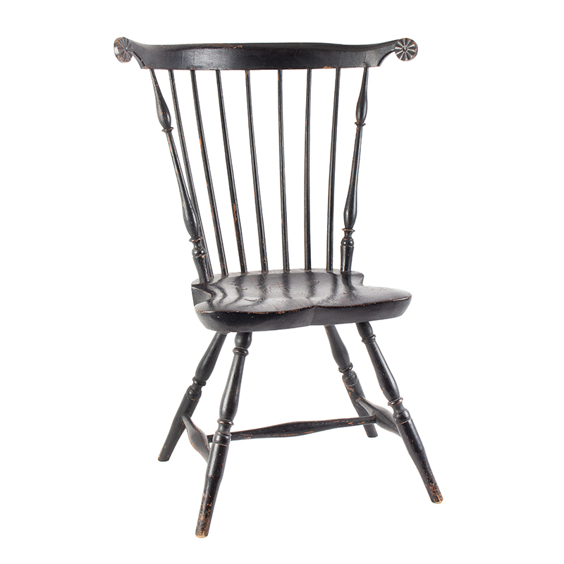 Fan Back Windsor Side Chair, Carved Crest Rail Ears