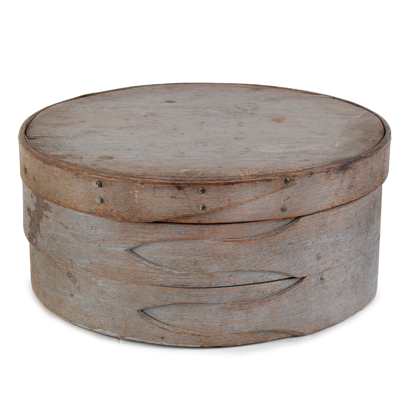 Staved and Hooped Butter Box, Large Pantry Box, Original Paint, Tack and Peg