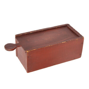 Slide Lid Candle Box Featuring Original Red Paint and Lollipop Handle Inventory Thumbnail