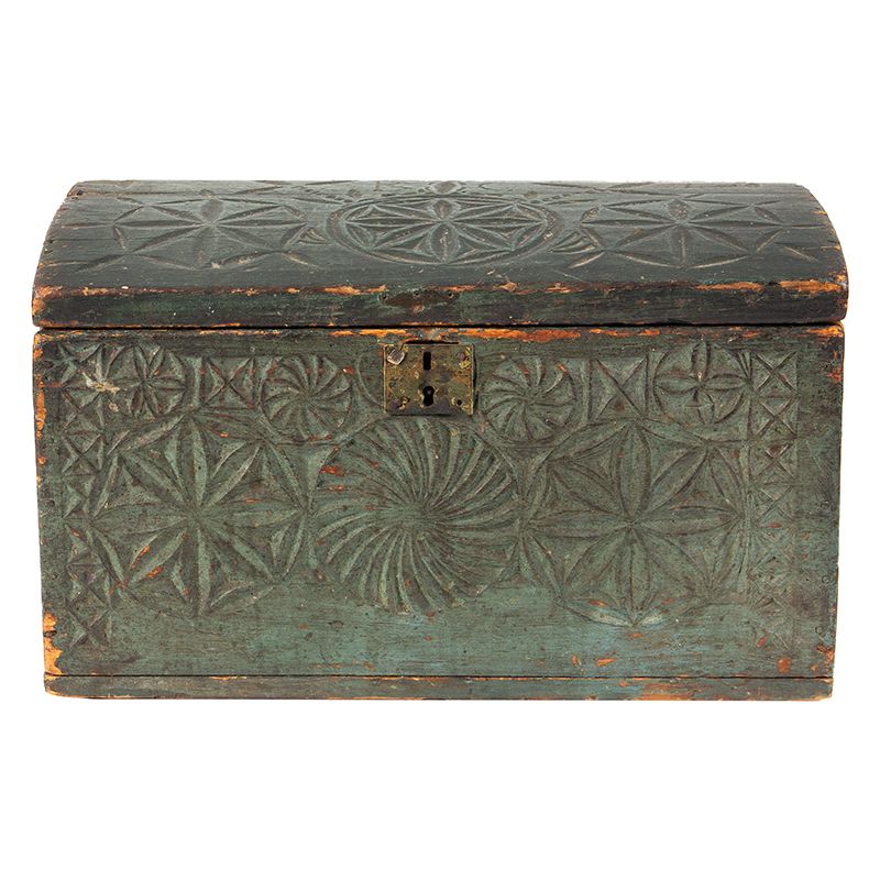 Carved and Painted Storage Document Box, New England