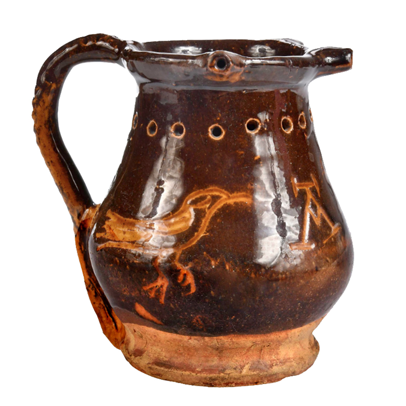 English Brown Glazed Earthenware Puzzle Jug