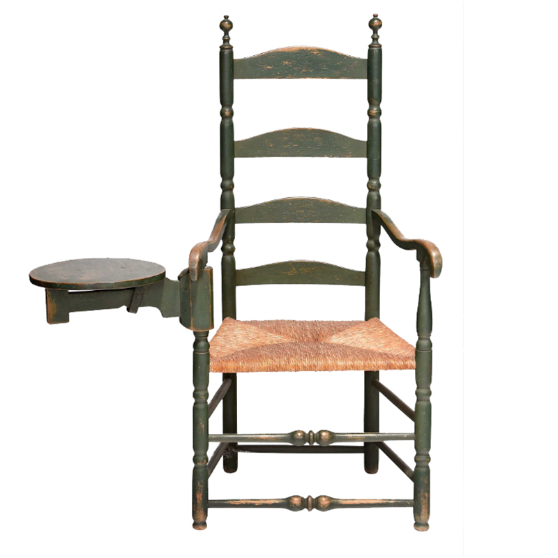 Slat-Back Armchair With Drinking Arm, Extremely Rare