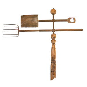Rare, Vernacular Carved Pine and Iron Apple Shovel and Pitchfork Weathervane Inventory Thumbnail