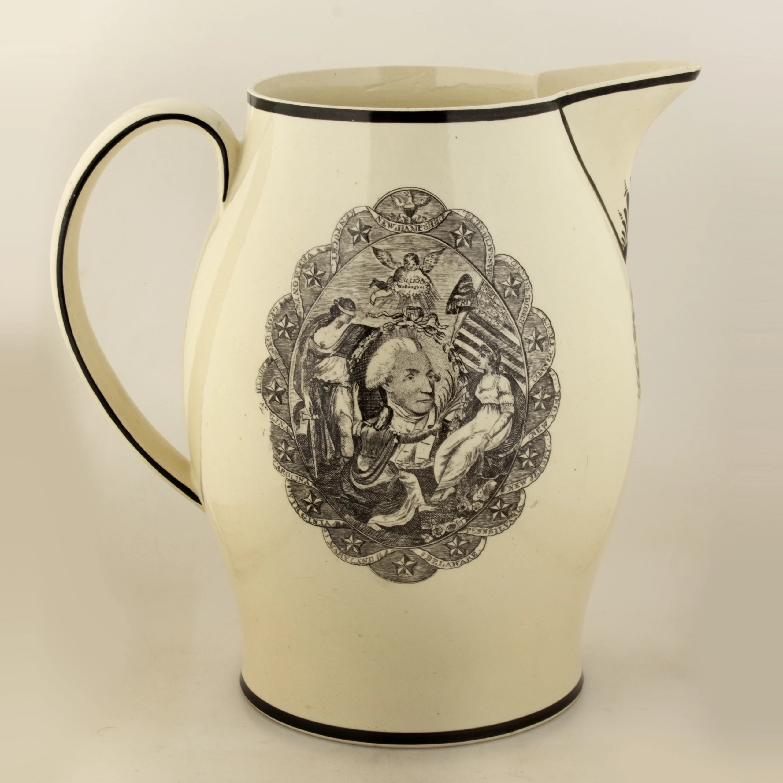 Historic Transferware, Liverpool Jug, Peace, Plenty, Independence & Washington