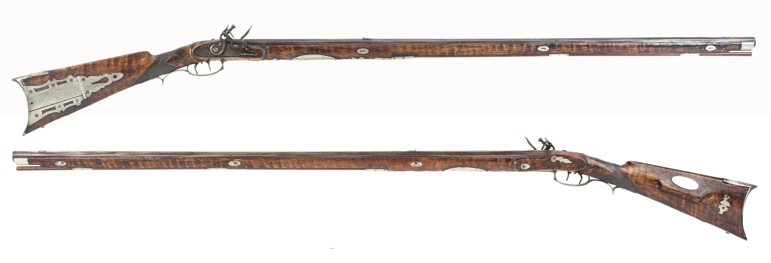 Pennsylvania Long Rifle, Kentucky Rifle, Curly Maple, Silver Mounted
