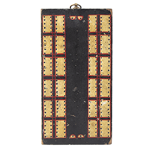 Paint Decorated Cribbage Board, the Back is Carved Inventory Thumbnail