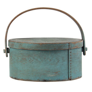 Bentwood Bail-Handled Pantry Box in Original Blue Paint Inventory Thumbnail