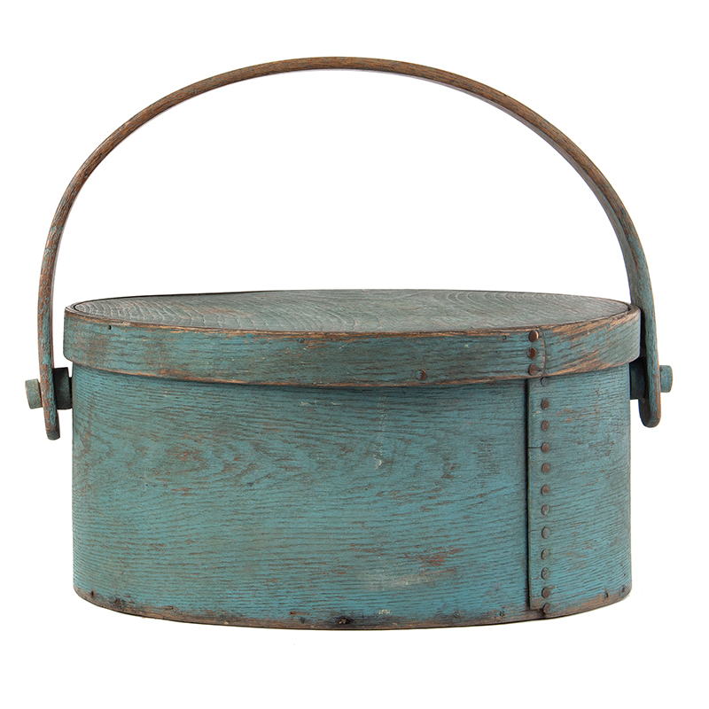 Bentwood Bail-Handled Pantry Box in Original Blue Paint