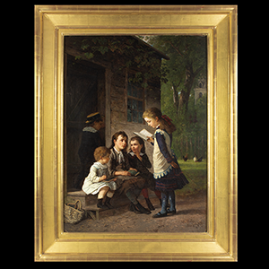 Painting by William Hahn, Children Playing School Inventory Thumbnail