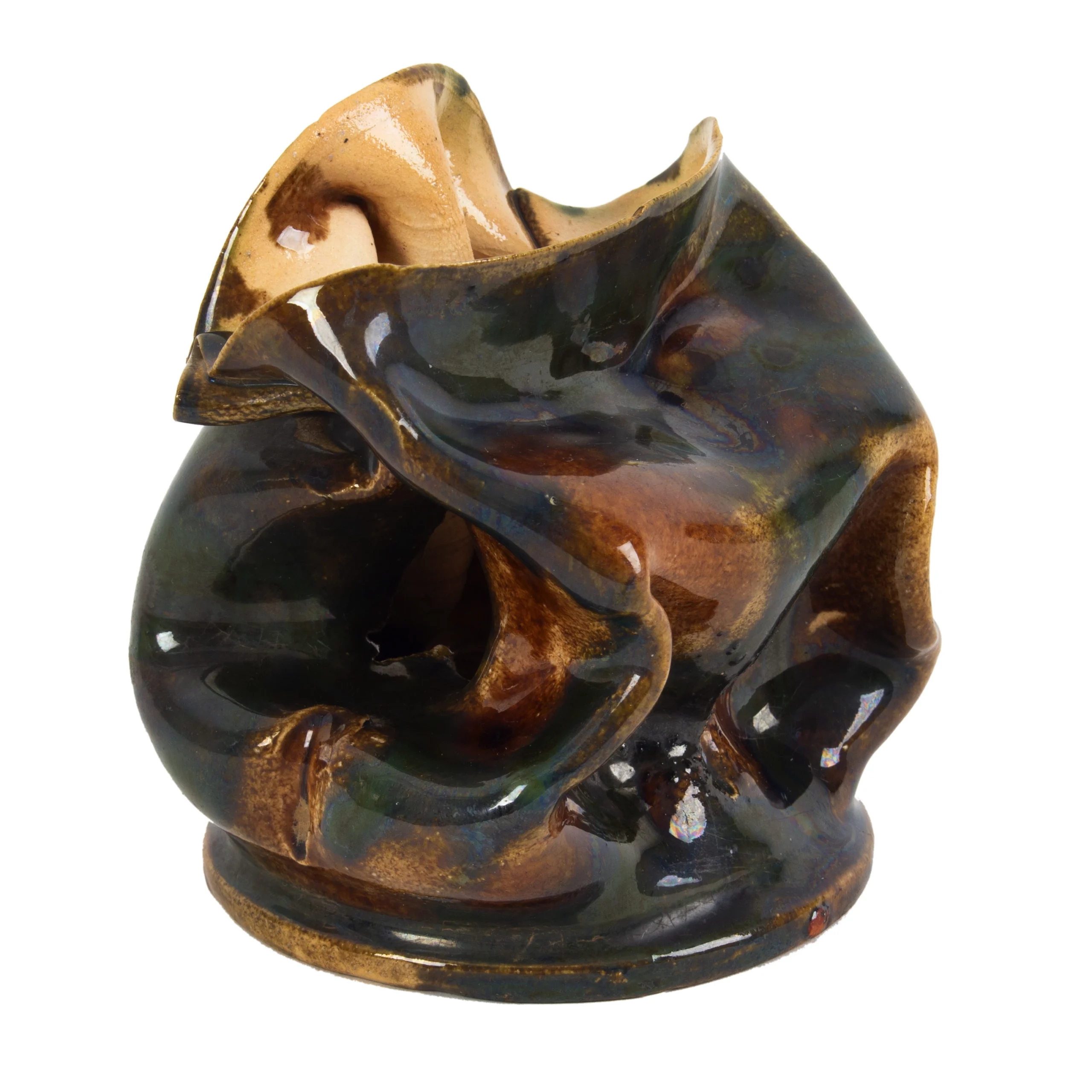 Late 19th Century Vase Signed In Script By George Ohr, Biloxi, Mississippi