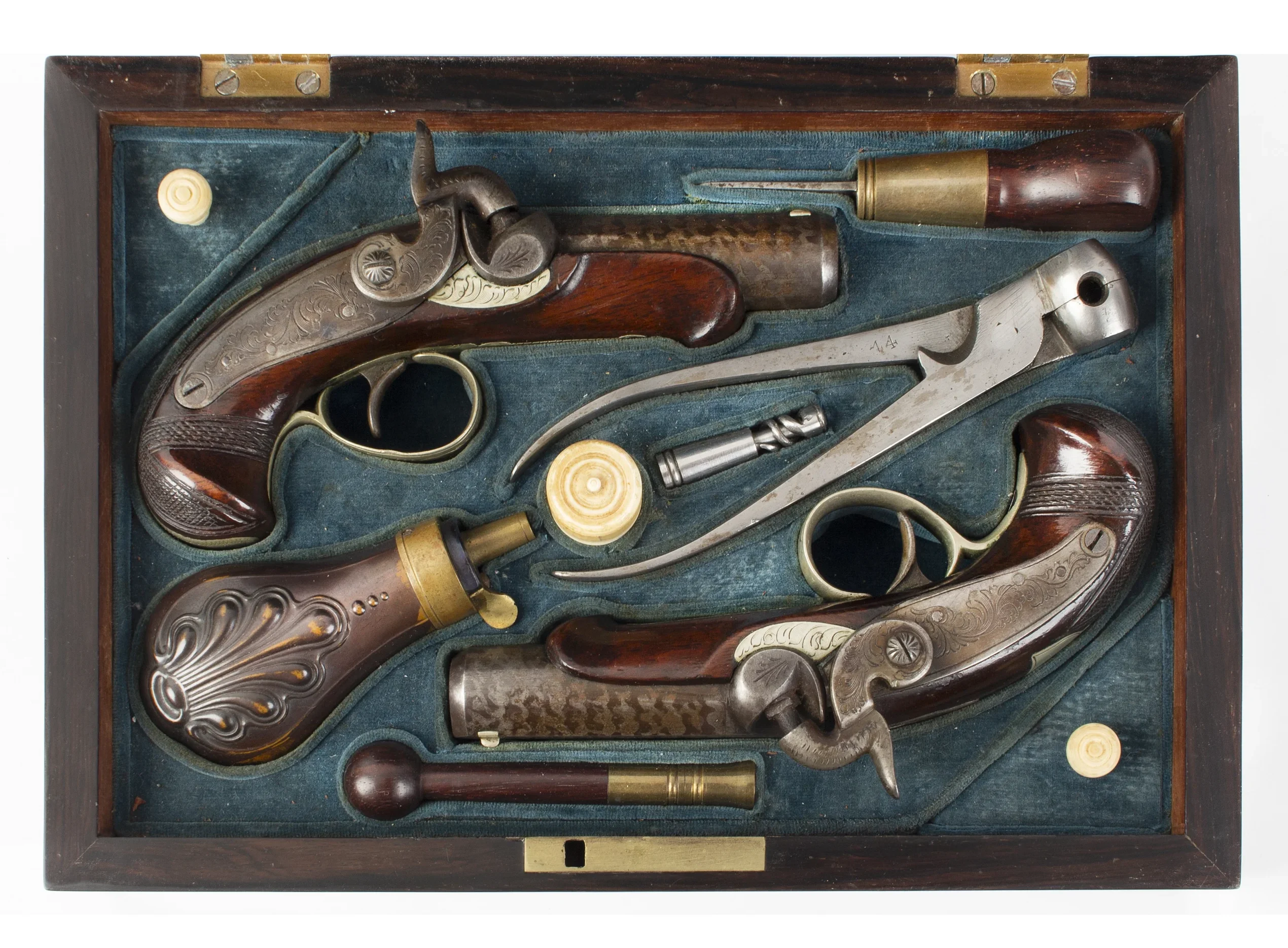 Outstanding Cased Pair of James E. Evans Derringer Pistols, Magnificent