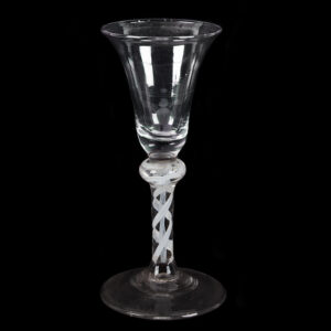 English Georgian Opaque Double Central Spiral Wine Glass, Single Knop Inventory Thumbnail