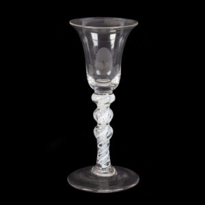 English Georgian Tripple Knopped Opaque Twist Stem Wine Glass Inventory Thumbnail