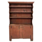 843-621_1_Fine Early American Pewter Cupboard in Old Red Wash, Ex. Henry Ford
